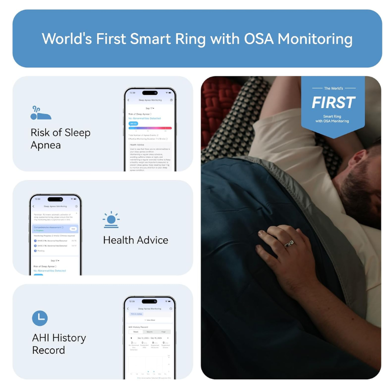 RingConn Gen 2, World’s First Smart Ring with Sleep Apnea Monitoring, No APP Subscription, 12-Day Battery Life, Stress/Heart Rate/Women's Health Tracker, Android & iOS Compatible (Black, Size 10)