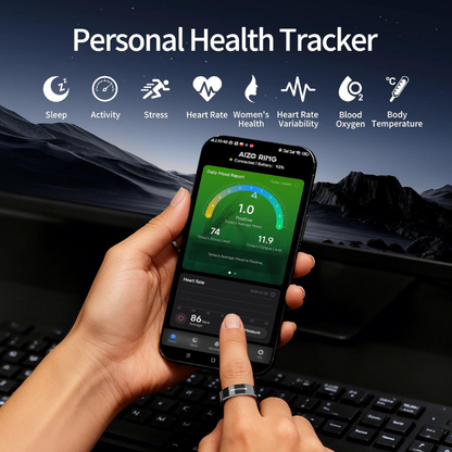 Ring Gen 1, Smart Ring with Sleep & Health Monitoring, Vibration Alerts, No APP Subscription, 6-Day Battery Life, Stress/Temperature/Emotion/Women's Health Tracker, Android & iOS Compatible Ceramic