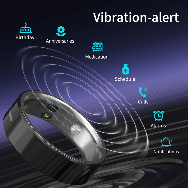 Ring Gen 1, Smart Ring with Sleep & Health Monitoring, Vibration Alerts, No APP Subscription, 6-Day Battery Life, Stress/Temperature/Emotion/Women's Health Tracker, Android & iOS Compatible Ceramic