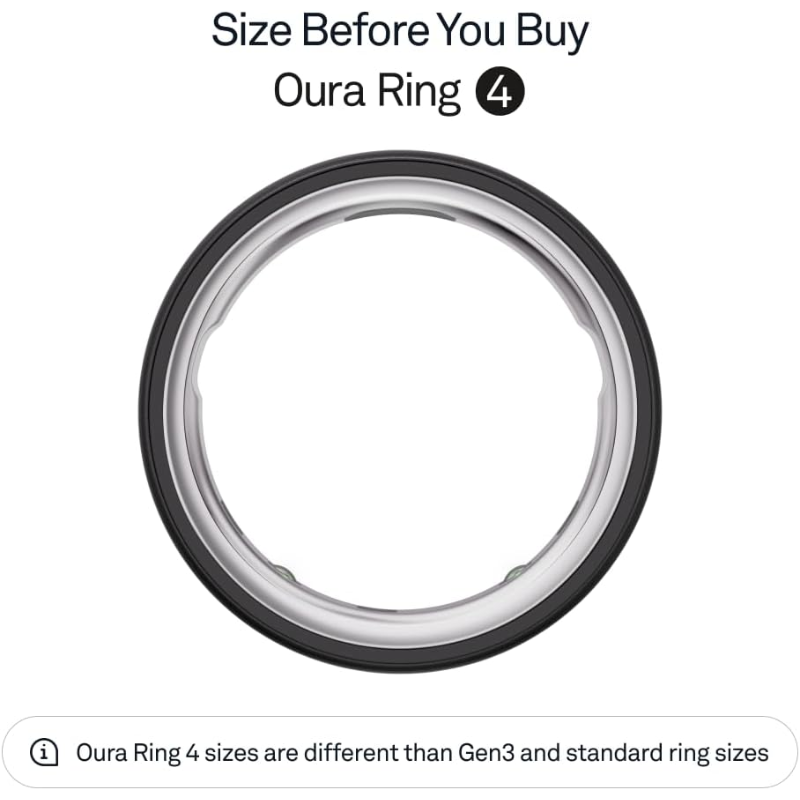 Oura Ring 4 - Brushed Silver - Size 8 - Size Before You Buy